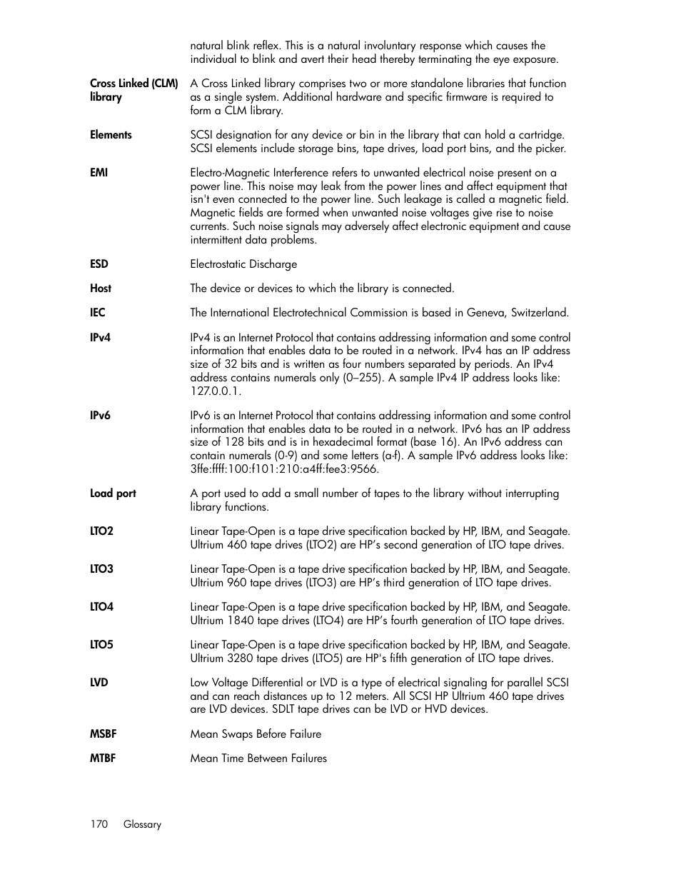 HP ESL E-series Tape Libraries User Manual | Page 170 / 176