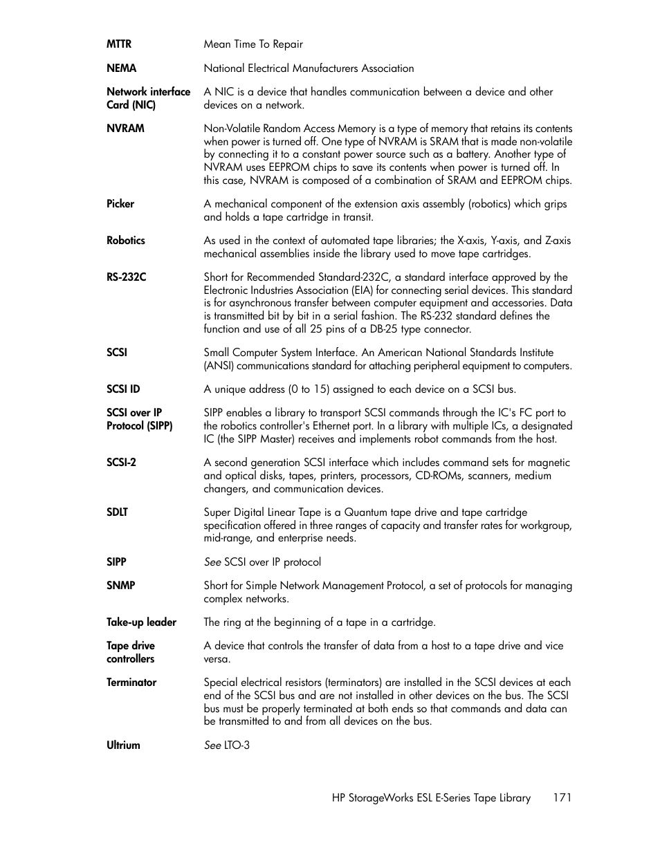 HP ESL E-series Tape Libraries User Manual | Page 171 / 176