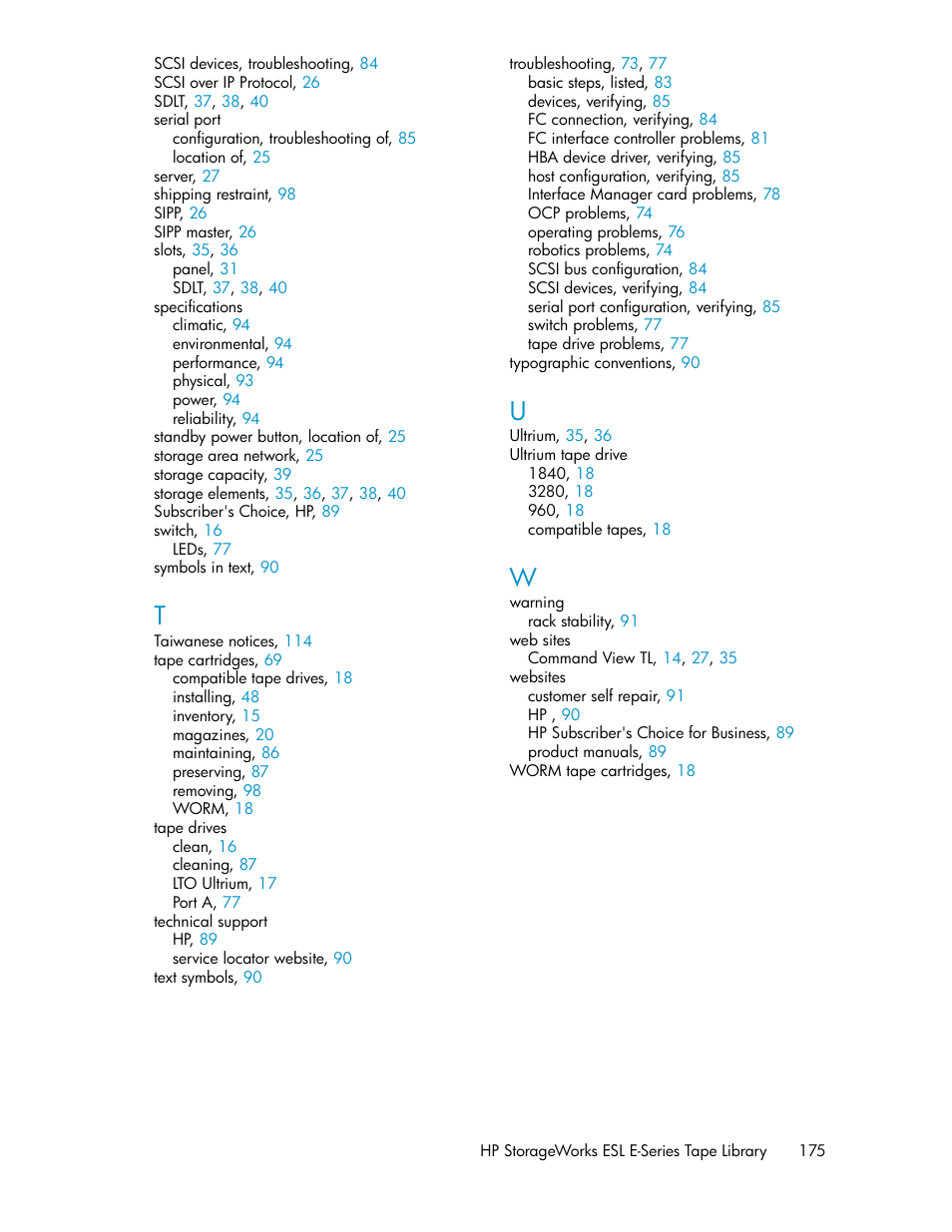 HP ESL E-series Tape Libraries User Manual | Page 175 / 176