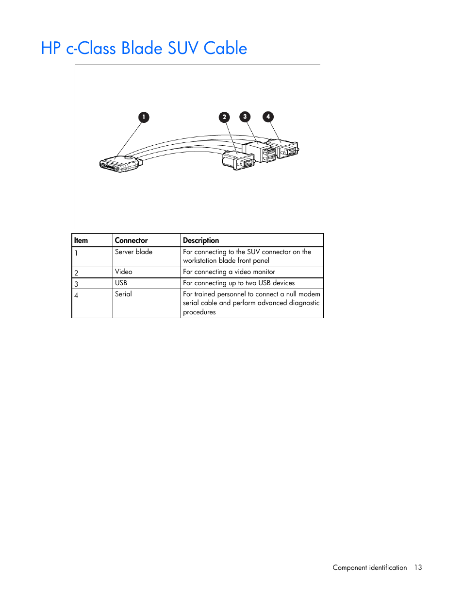 Hp c-class blade suv cable | HP ProLiant WS460c G6 Workstation-Blade User Manual | Page 13 / 109