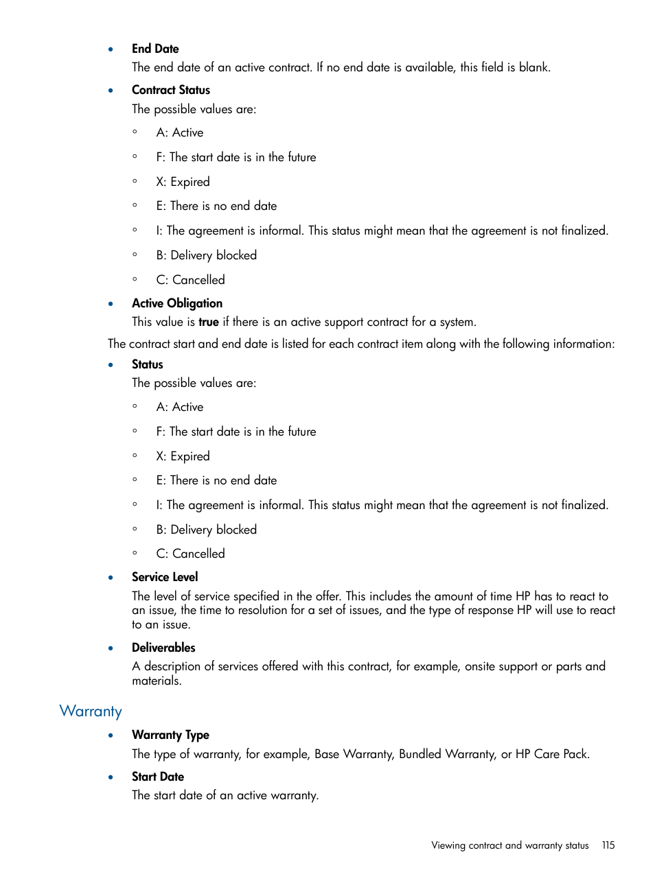 Warranty | HP Systems Insight Manager User Manual | Page 115 / 234