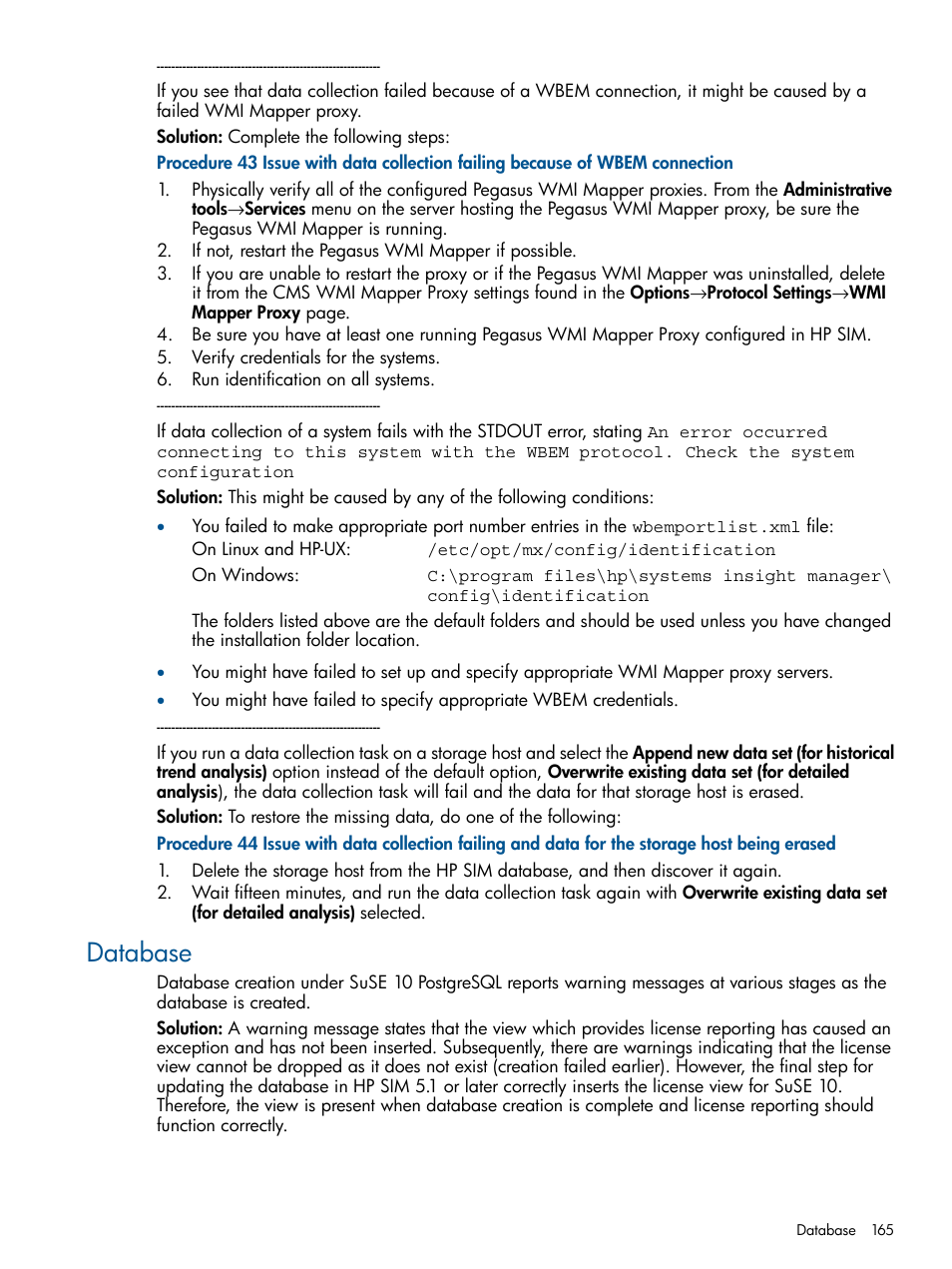 Database | HP Systems Insight Manager User Manual | Page 165 / 234