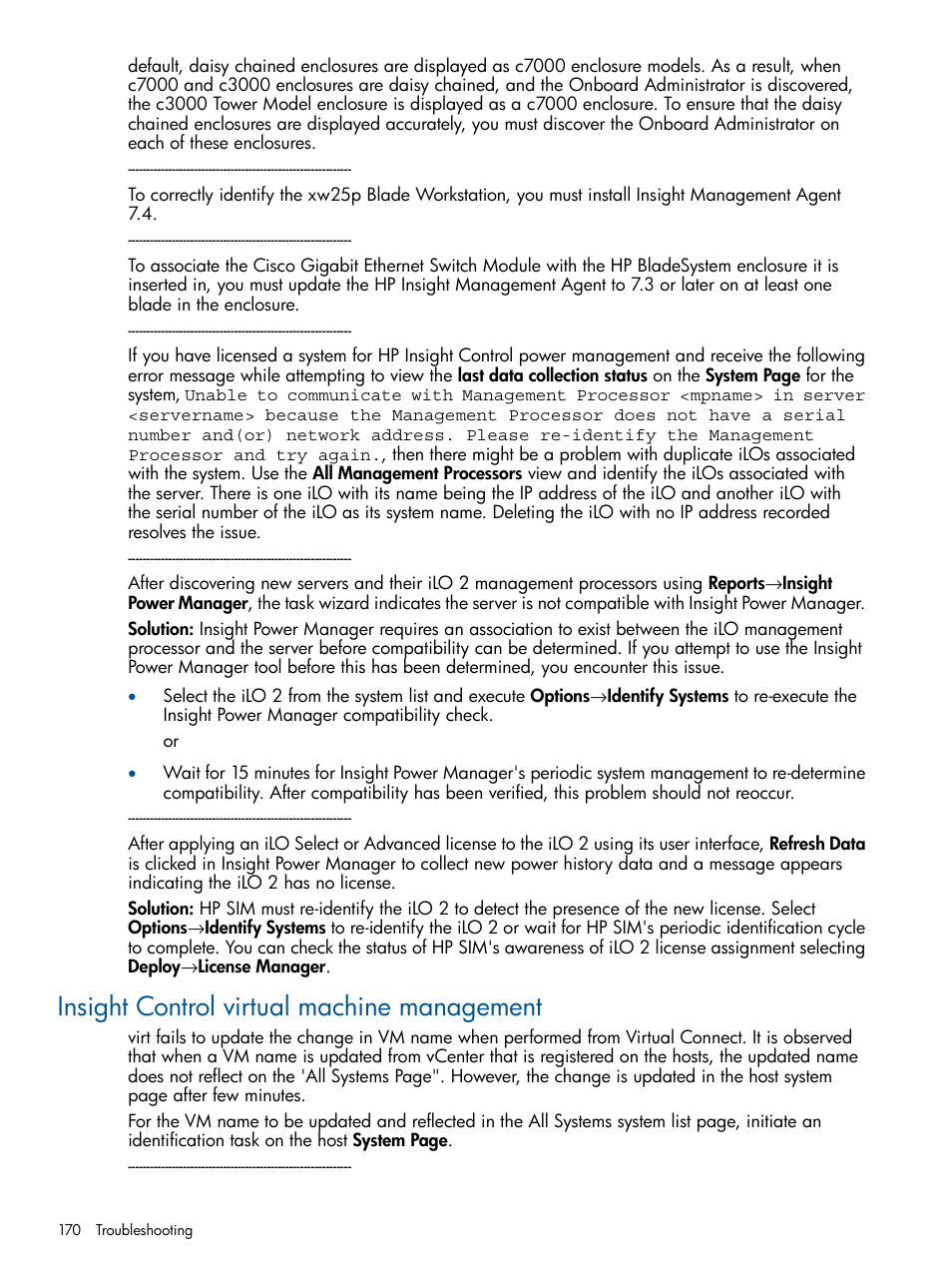 Insight control virtual machine management | HP Systems Insight Manager User Manual | Page 170 / 234