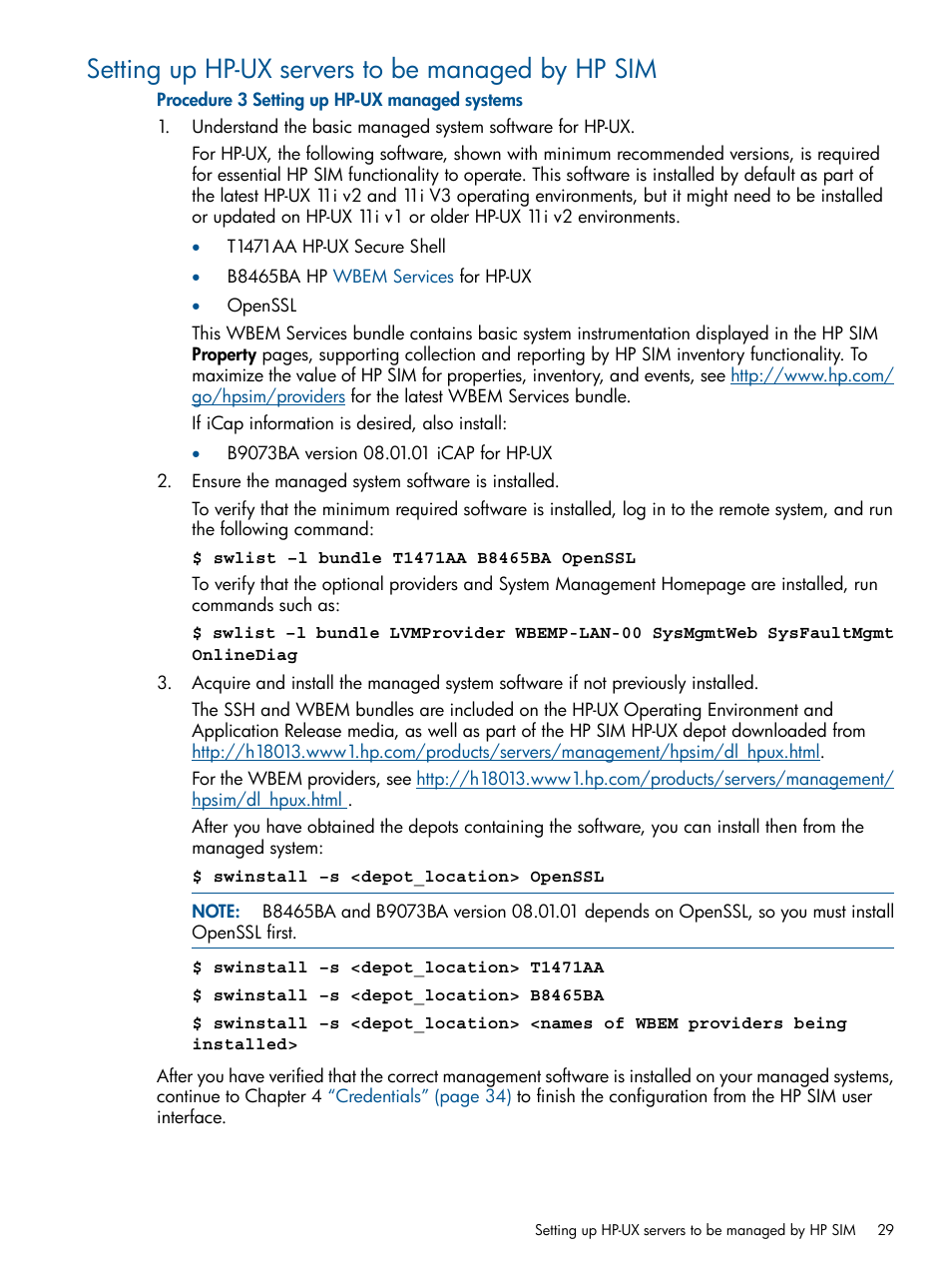 Setting up hp-ux servers to be managed by hp sim | HP Systems Insight Manager User Manual | Page 29 / 234