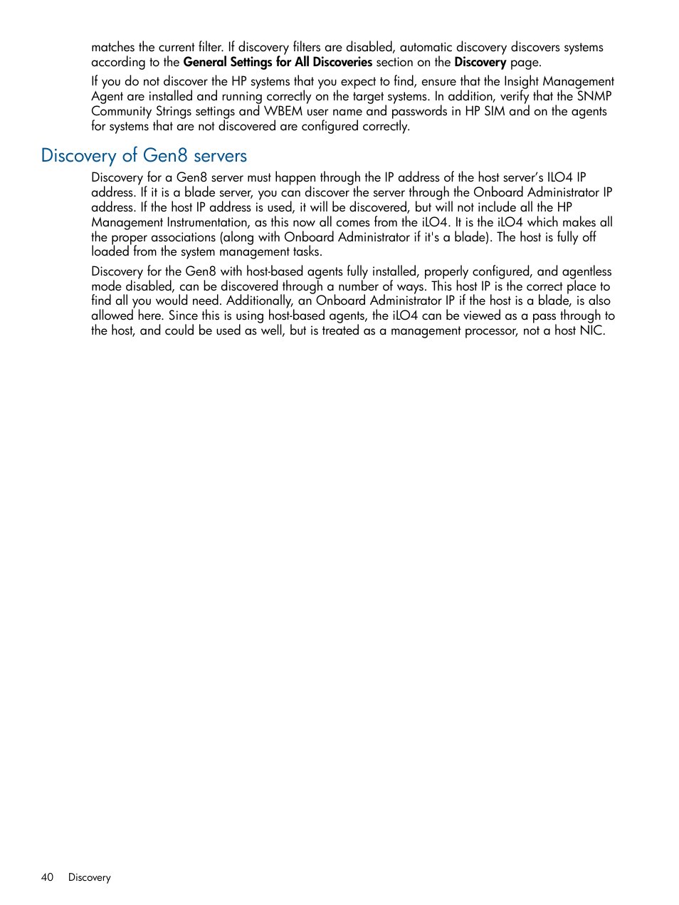 Discovery of gen8 servers | HP Systems Insight Manager User Manual | Page 40 / 234