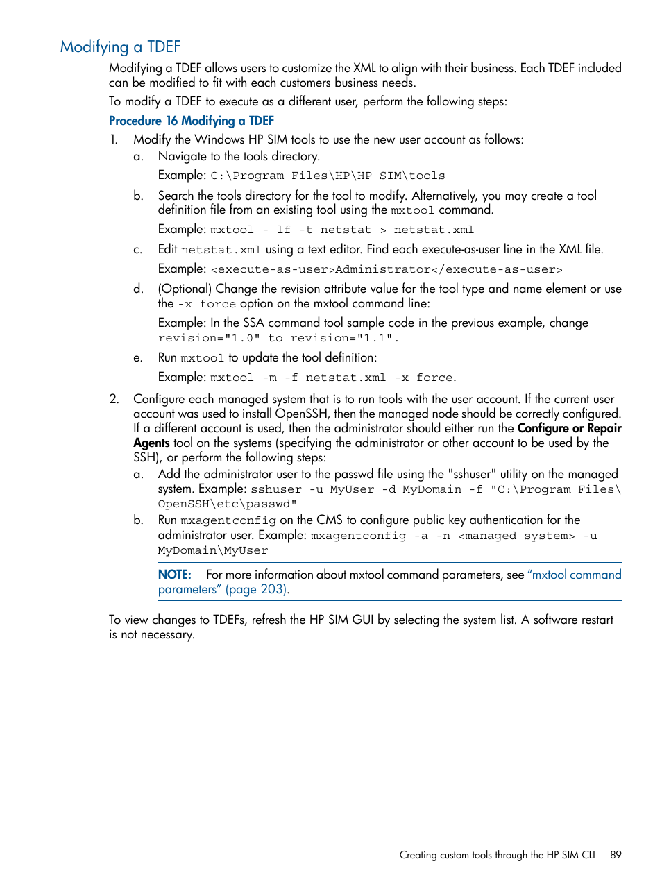 Modifying a tdef | HP Systems Insight Manager User Manual | Page 89 / 234