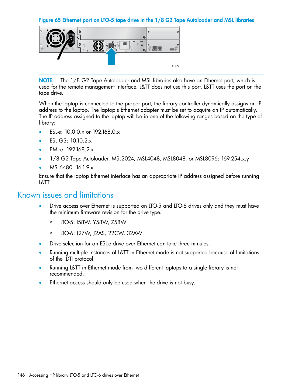 Known issues and limitations | HP Library and Tape Tools User Manual | Page 146 / 182