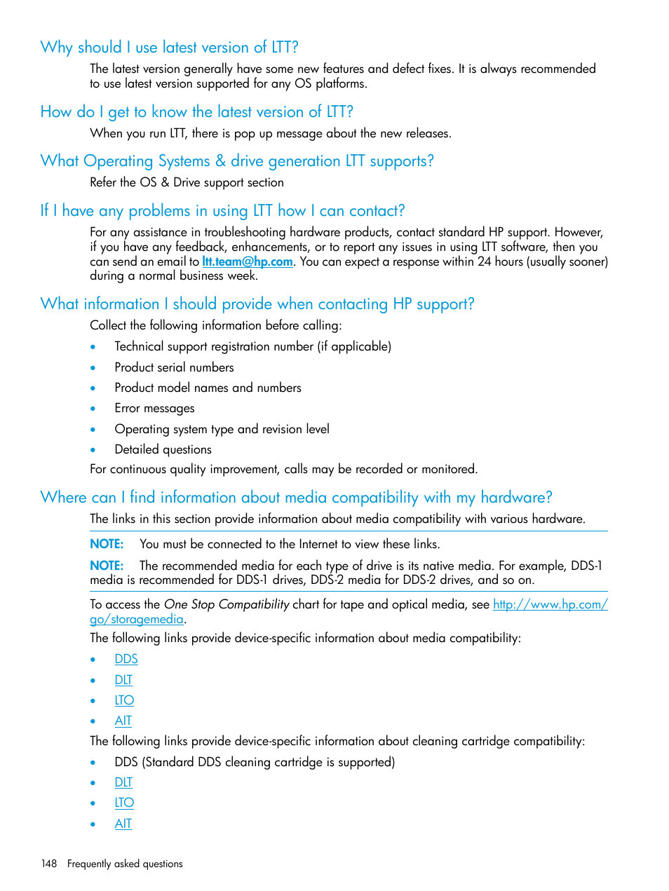 Why should i use latest version of ltt, How do i get to know the latest version of ltt | HP Library and Tape Tools User Manual | Page 148 / 182