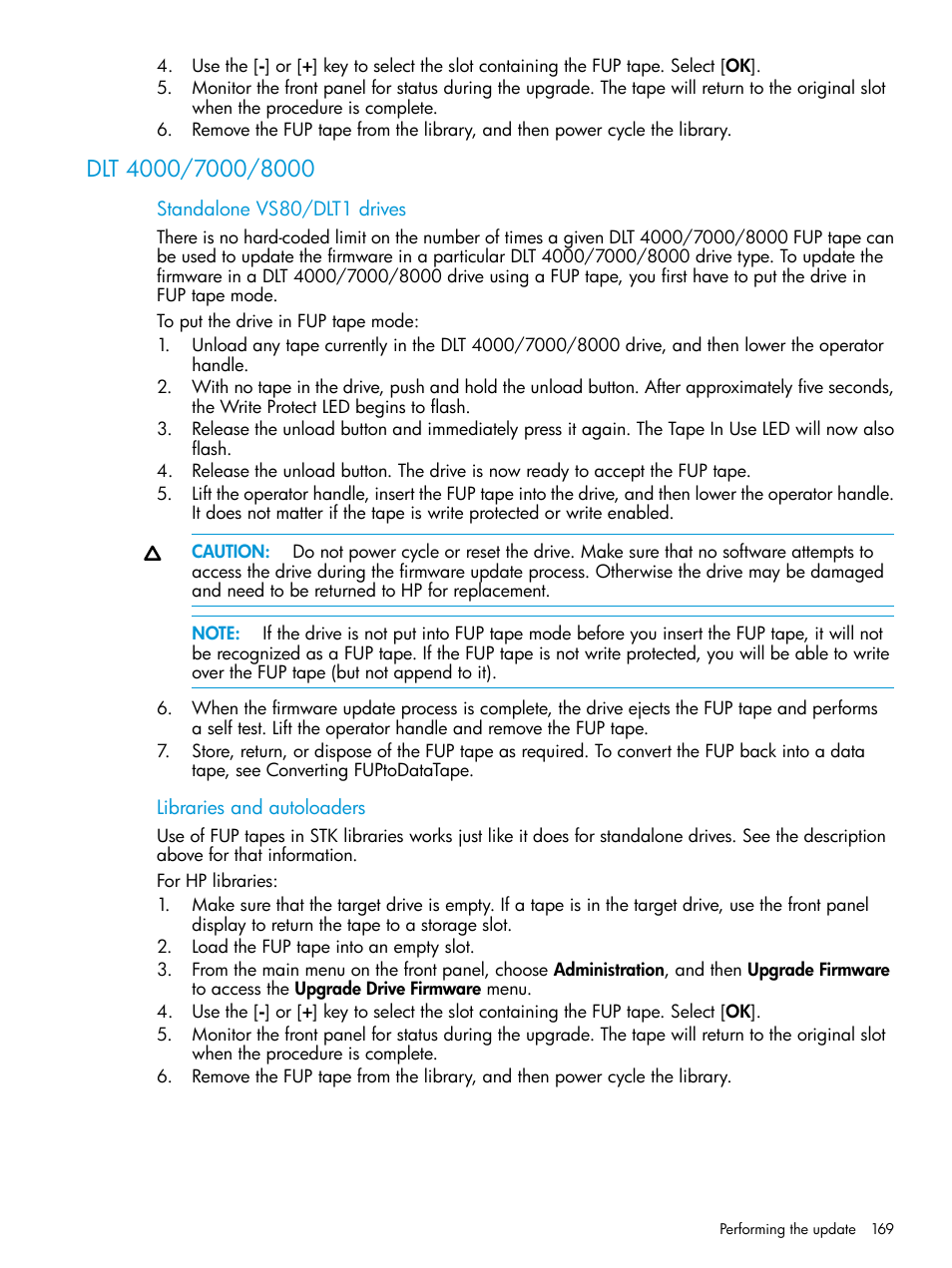 Dlt 4000/7000/8000 | HP Library and Tape Tools User Manual | Page 169 / 182