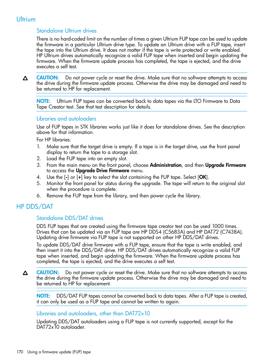 Ultrium, Hp dds/dat, Ultrium hp dds/dat | HP Library and Tape Tools User Manual | Page 170 / 182