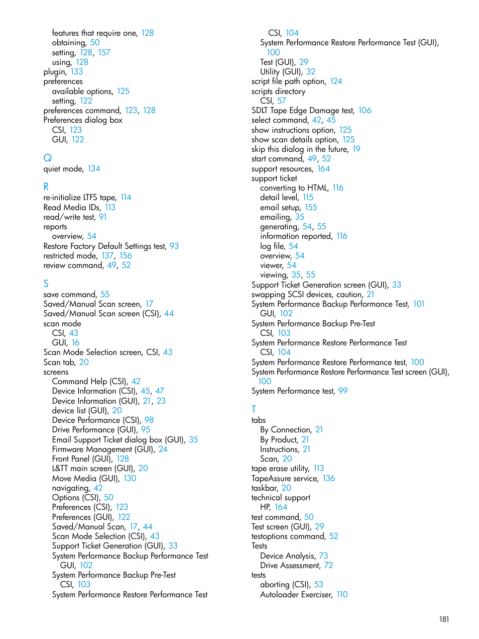 HP Library and Tape Tools User Manual | Page 181 / 182