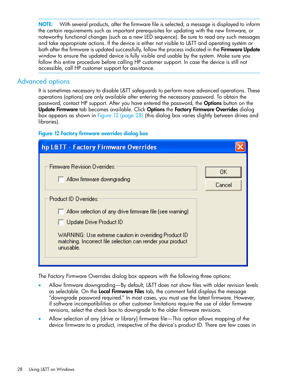 Advanced options | HP Library and Tape Tools User Manual | Page 28 / 182