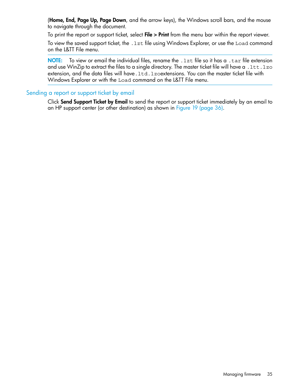 Sending a report or support ticket by email | HP Library and Tape Tools User Manual | Page 35 / 182