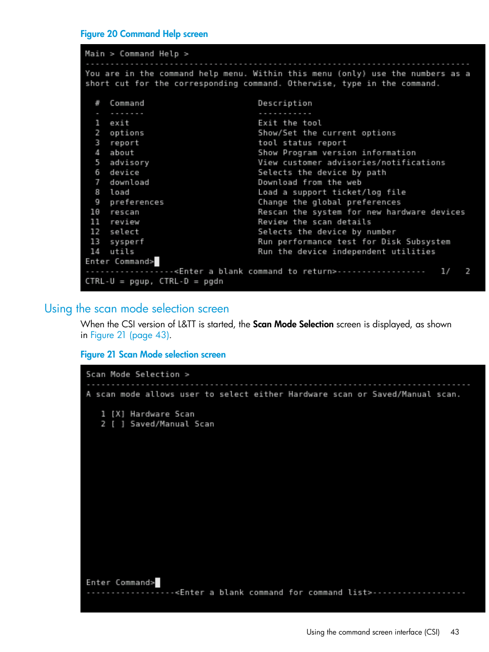 Using the scan mode selection screen | HP Library and Tape Tools User Manual | Page 43 / 182