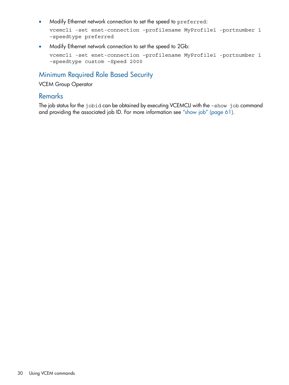 Minimum required role based security, Remarks | HP Insight Management-Software User Manual | Page 30 / 96