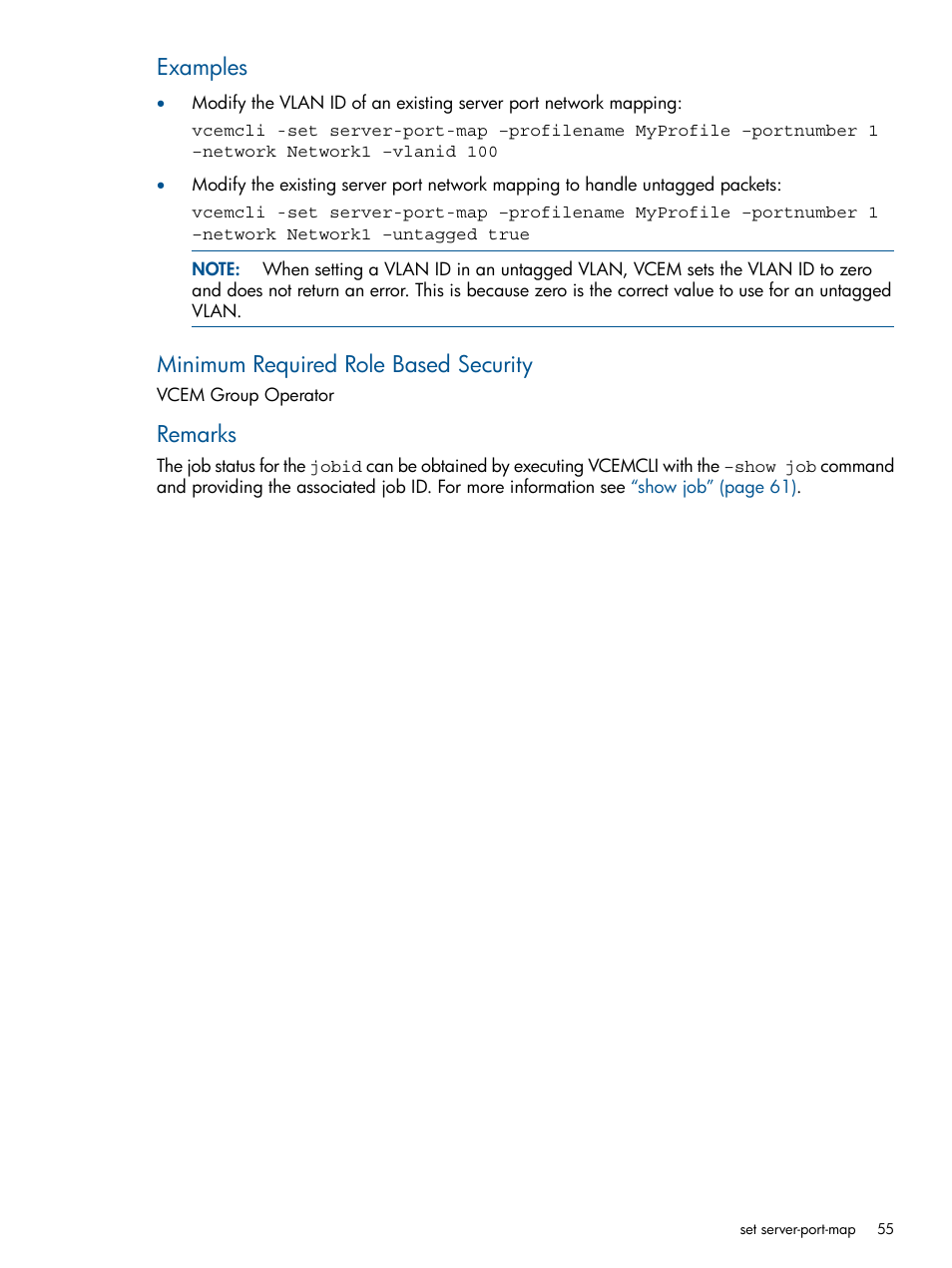 Examples, Minimum required role based security, Remarks | HP Insight Management-Software User Manual | Page 55 / 96