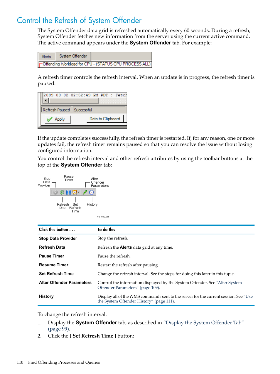 Control the refresh of system offender | HP Neoview Release 2.4 Software User Manual | Page 110 / 132