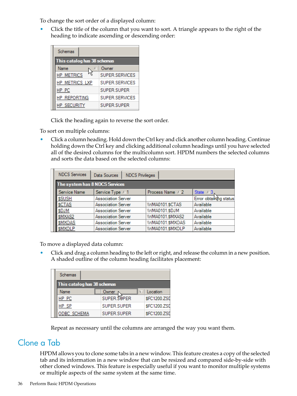 Clone a tab | HP Neoview Release 2.4 Software User Manual | Page 36 / 132