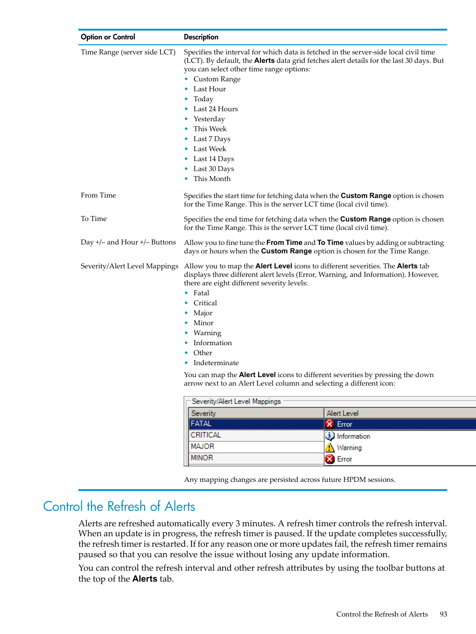 Control the refresh of alerts | HP Neoview Release 2.4 Software User Manual | Page 93 / 132