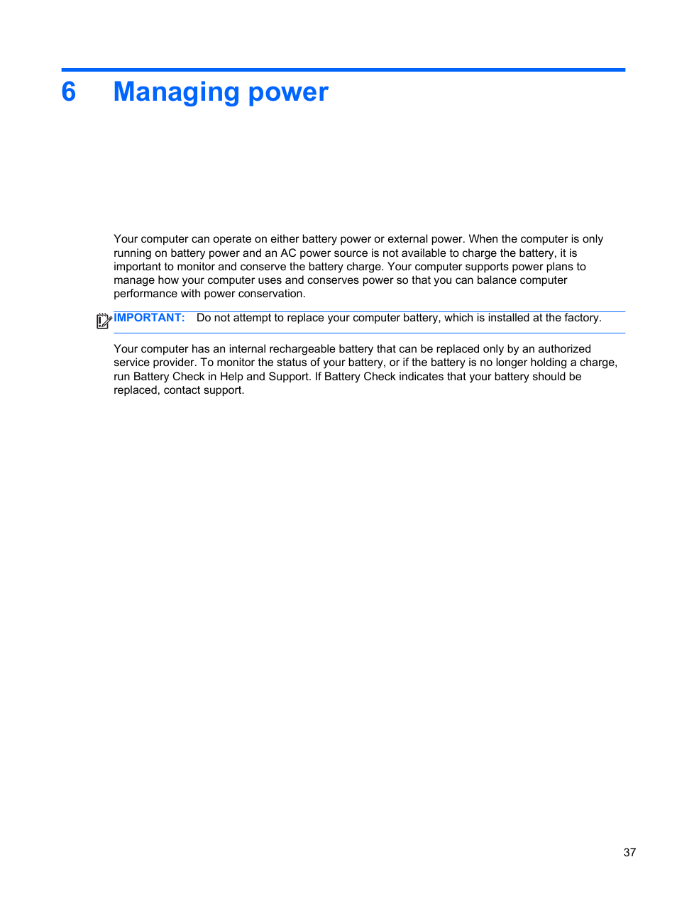 Managing power, 6 managing power, 6managing power | HP ENVY Spectre XT Ultrabook CTO 13t-2000 User Manual | Page 47 / 96