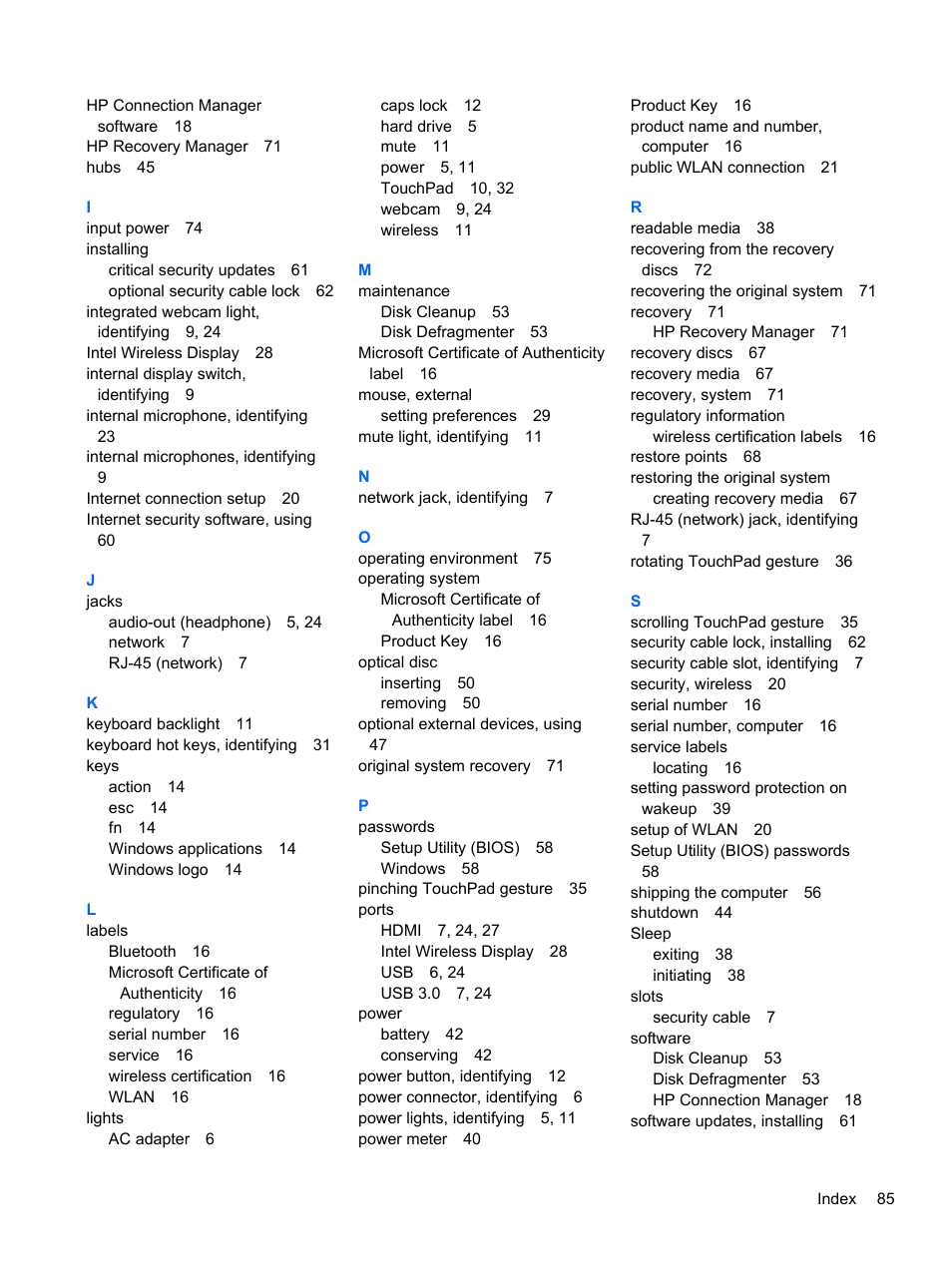 HP ENVY Spectre XT Ultrabook CTO 13t-2000 User Manual | Page 95 / 96