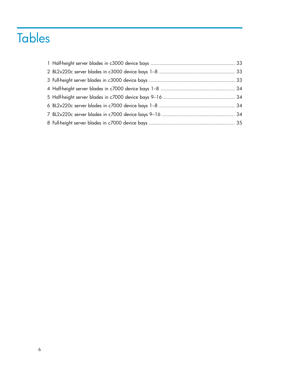 Tables | HP 3Gb SAS Switch for HP BladeSystem c-Class User Manual | Page 6 / 56