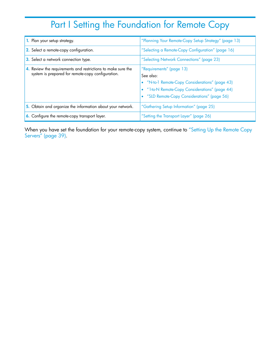 Part i setting the foundation for remote copy, I setting the foundation for remote copy | HP 3PAR Operating System Software User Manual | Page 12 / 289