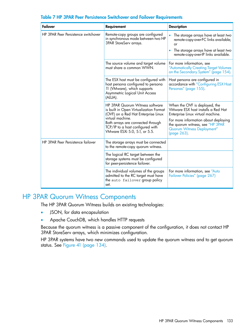 Hp 3par quorum witness components | HP 3PAR Operating System Software User Manual | Page 133 / 289