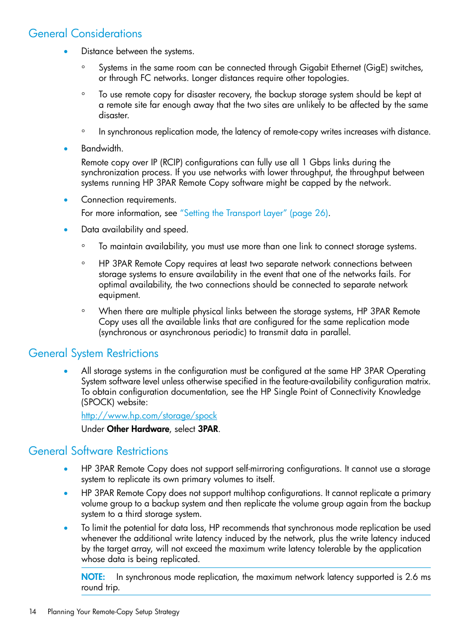 General considerations, General system restrictions, General software restrictions | HP 3PAR Operating System Software User Manual | Page 14 / 289