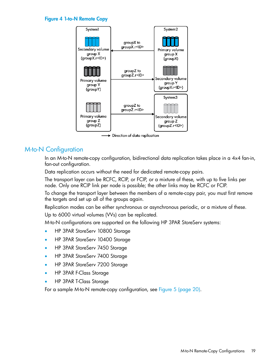 M-to-n configuration, To-n remote copy | HP 3PAR Operating System Software User Manual | Page 19 / 289