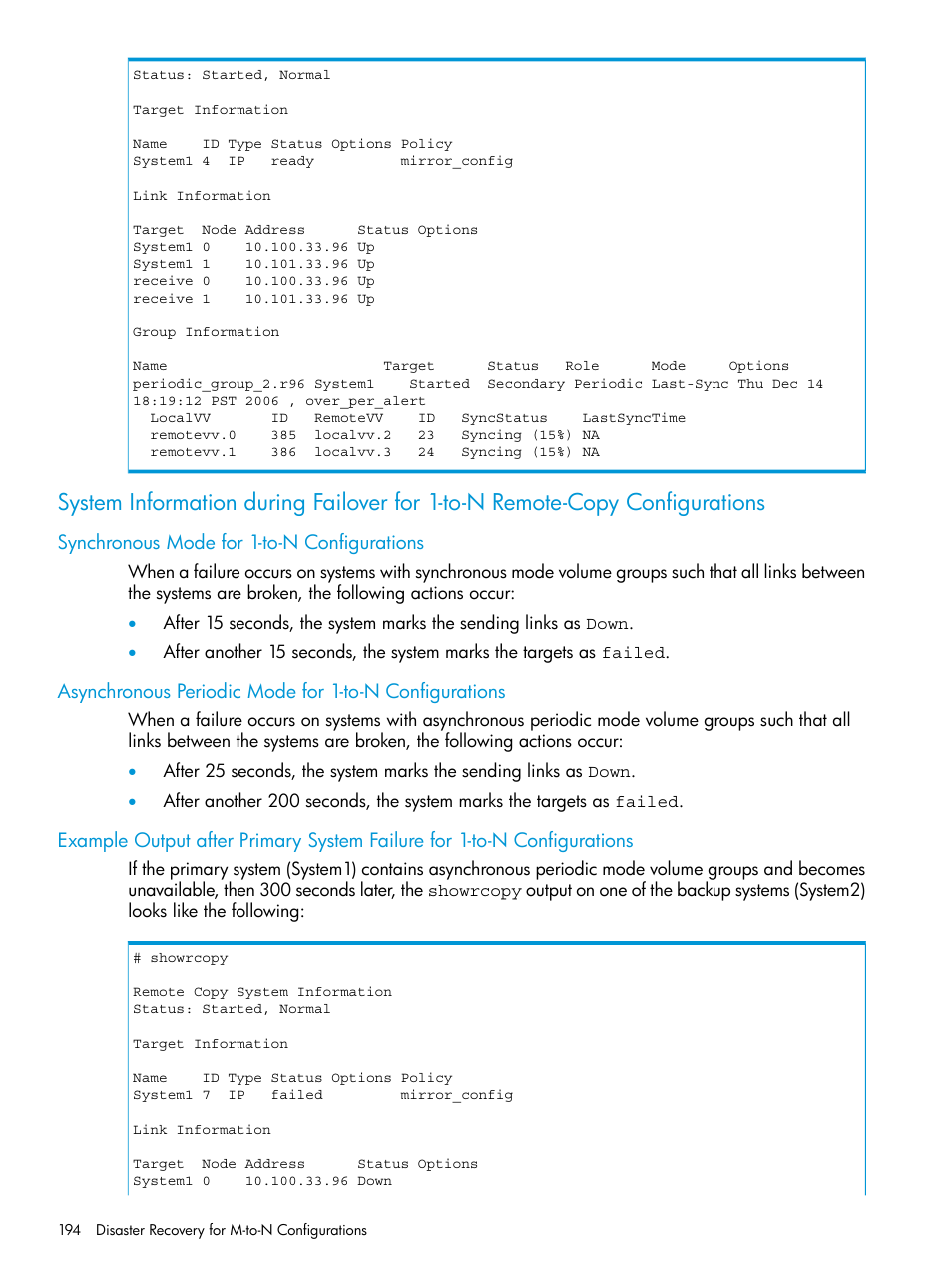 Synchronous mode for 1-to-n configurations | HP 3PAR Operating System Software User Manual | Page 194 / 289