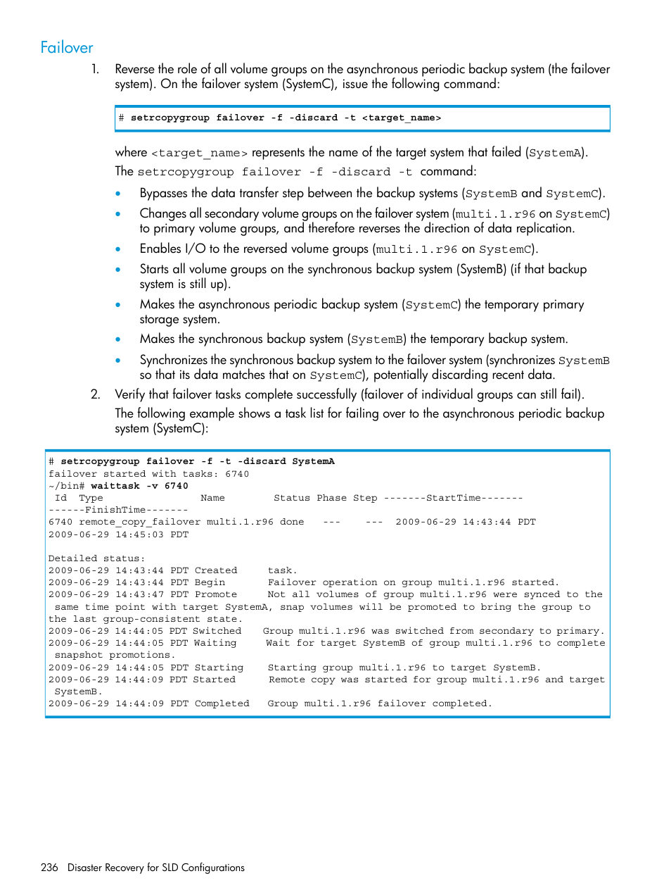 Failover | HP 3PAR Operating System Software User Manual | Page 236 / 289