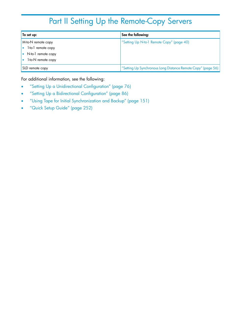 Part ii setting up the remote-copy servers, Ii setting up the remote-copy servers, Setting up the remote copy | HP 3PAR Operating System Software User Manual | Page 39 / 289