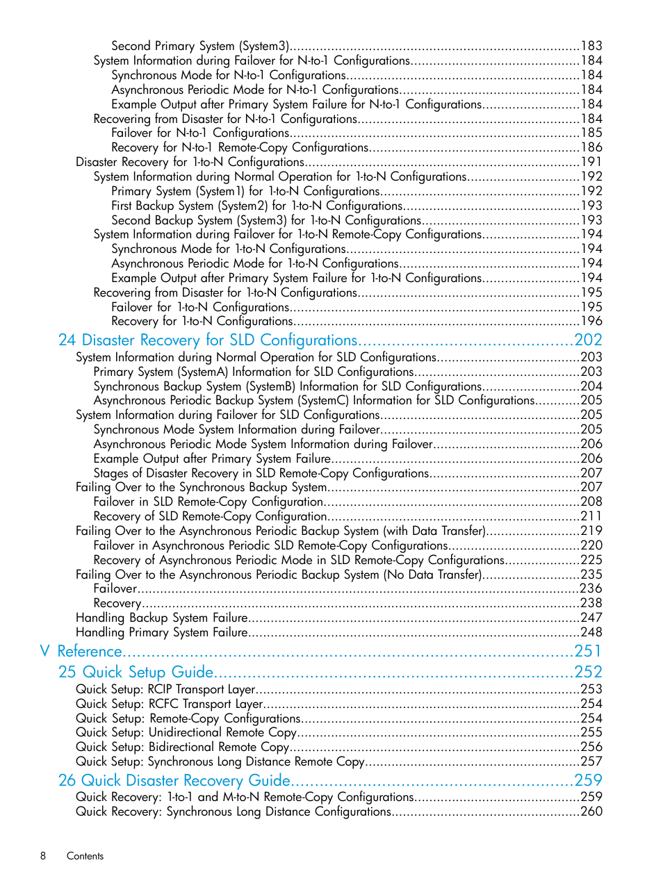 24 disaster recovery for sld configurations, V reference 25 quick setup guide, 26 quick disaster recovery guide | HP 3PAR Operating System Software User Manual | Page 8 / 289