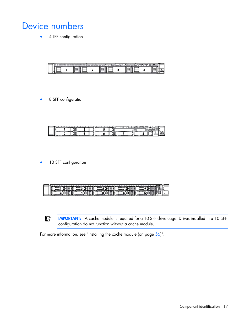 Device numbers | HP ProLiant DL360p Gen8 Server User Manual | Page 17 / 118