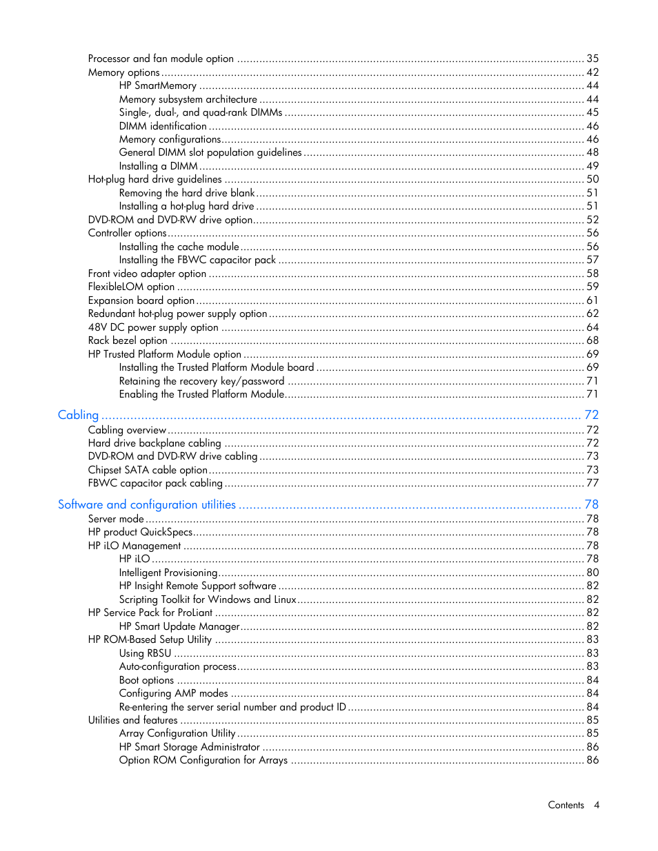 HP ProLiant DL360p Gen8 Server User Manual | Page 4 / 118