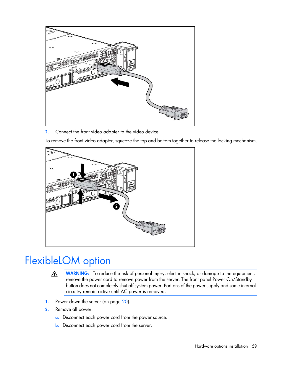 Flexiblelom option | HP ProLiant DL360p Gen8 Server User Manual | Page 59 / 118