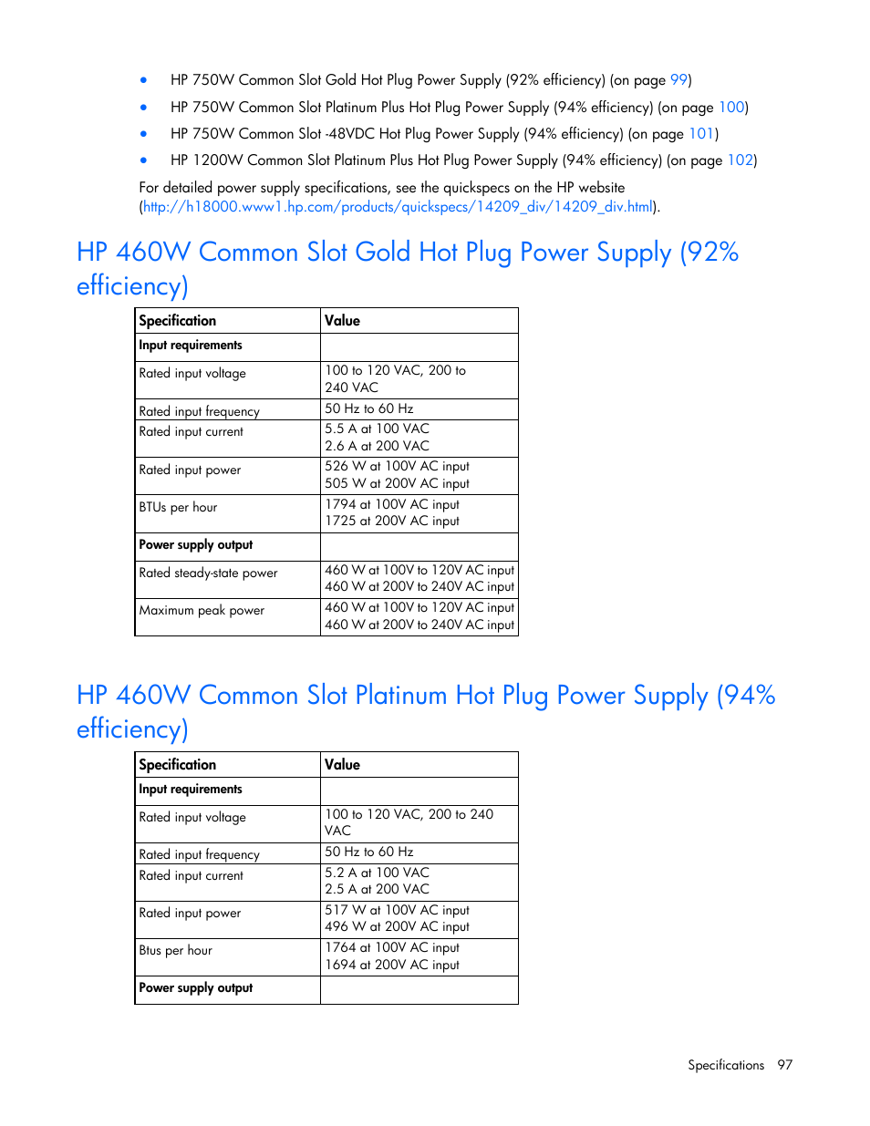 HP ProLiant DL360p Gen8 Server User Manual | Page 97 / 118