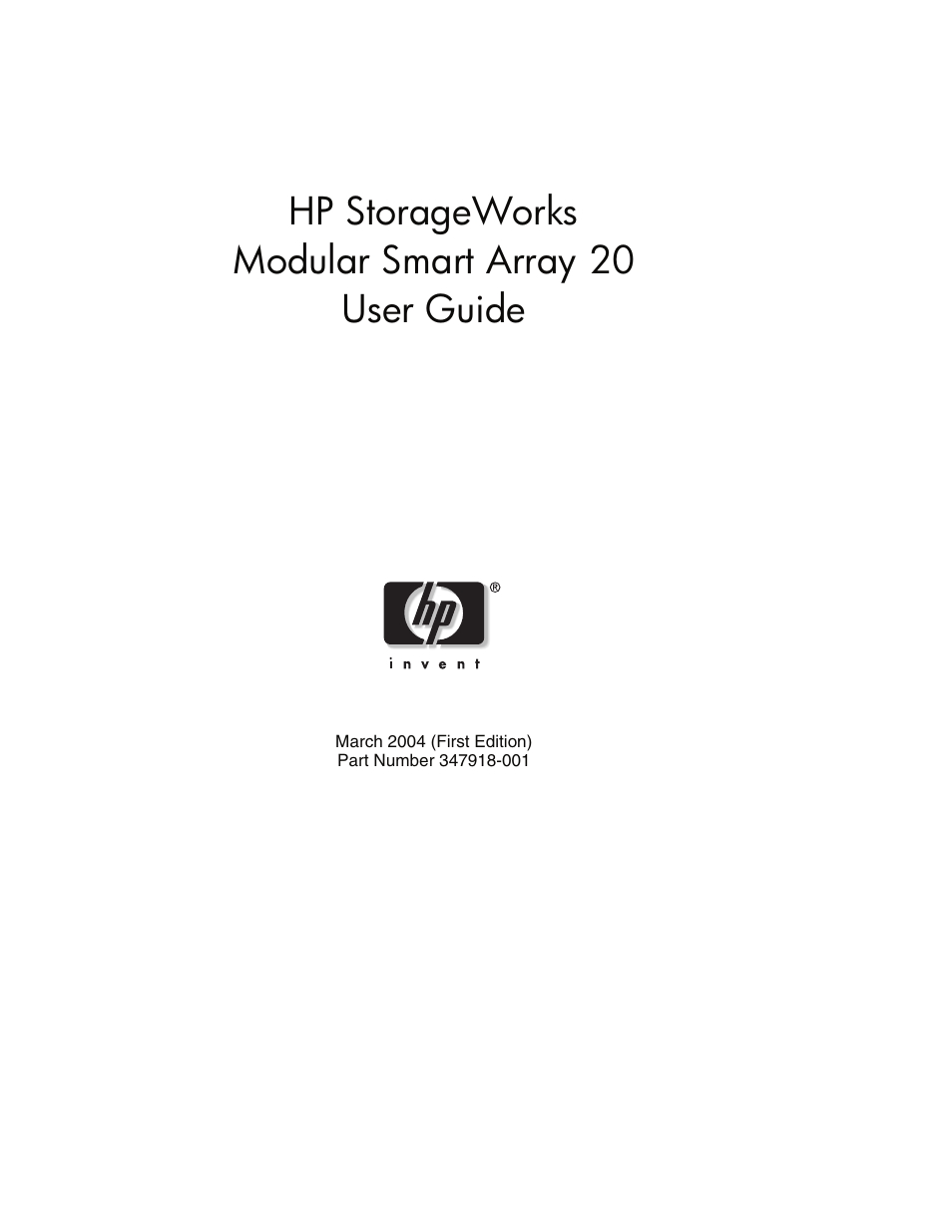 HP StorageWorks 20 Modular Smart Array User Manual | 45 pages