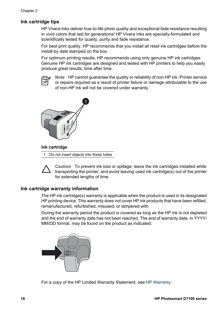 Ink cartridge tips, Ink cartridge warranty information | HP Photosmart D7155 Printer User Manual | Page 19 / 70