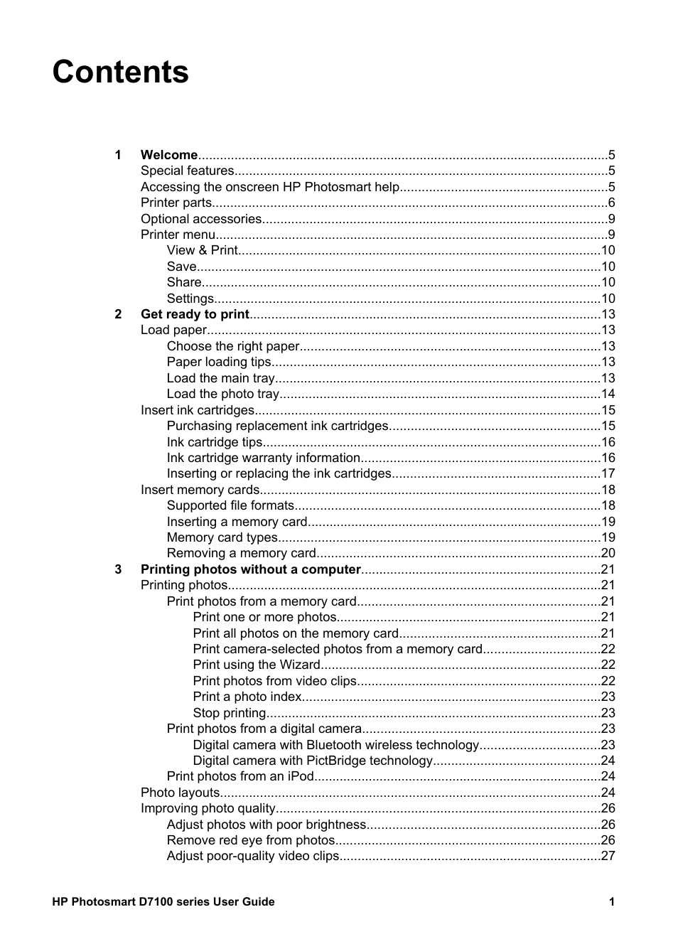 HP Photosmart D7155 Printer User Manual | Page 4 / 70