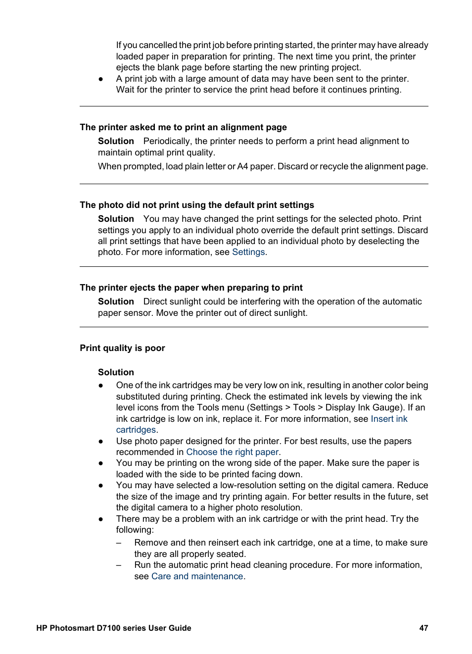 HP Photosmart D7155 Printer User Manual | Page 50 / 70