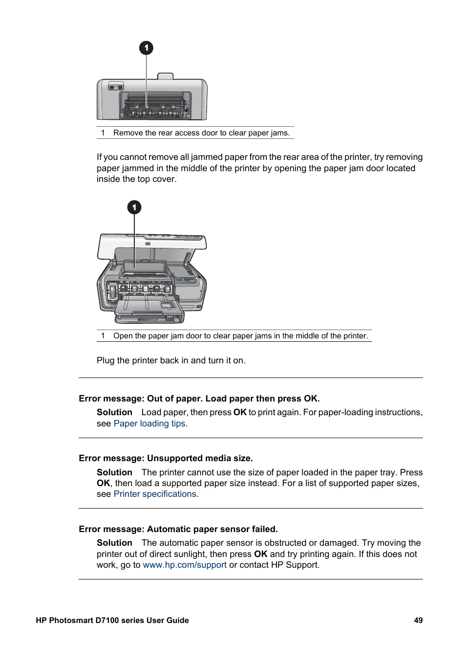 HP Photosmart D7155 Printer User Manual | Page 52 / 70