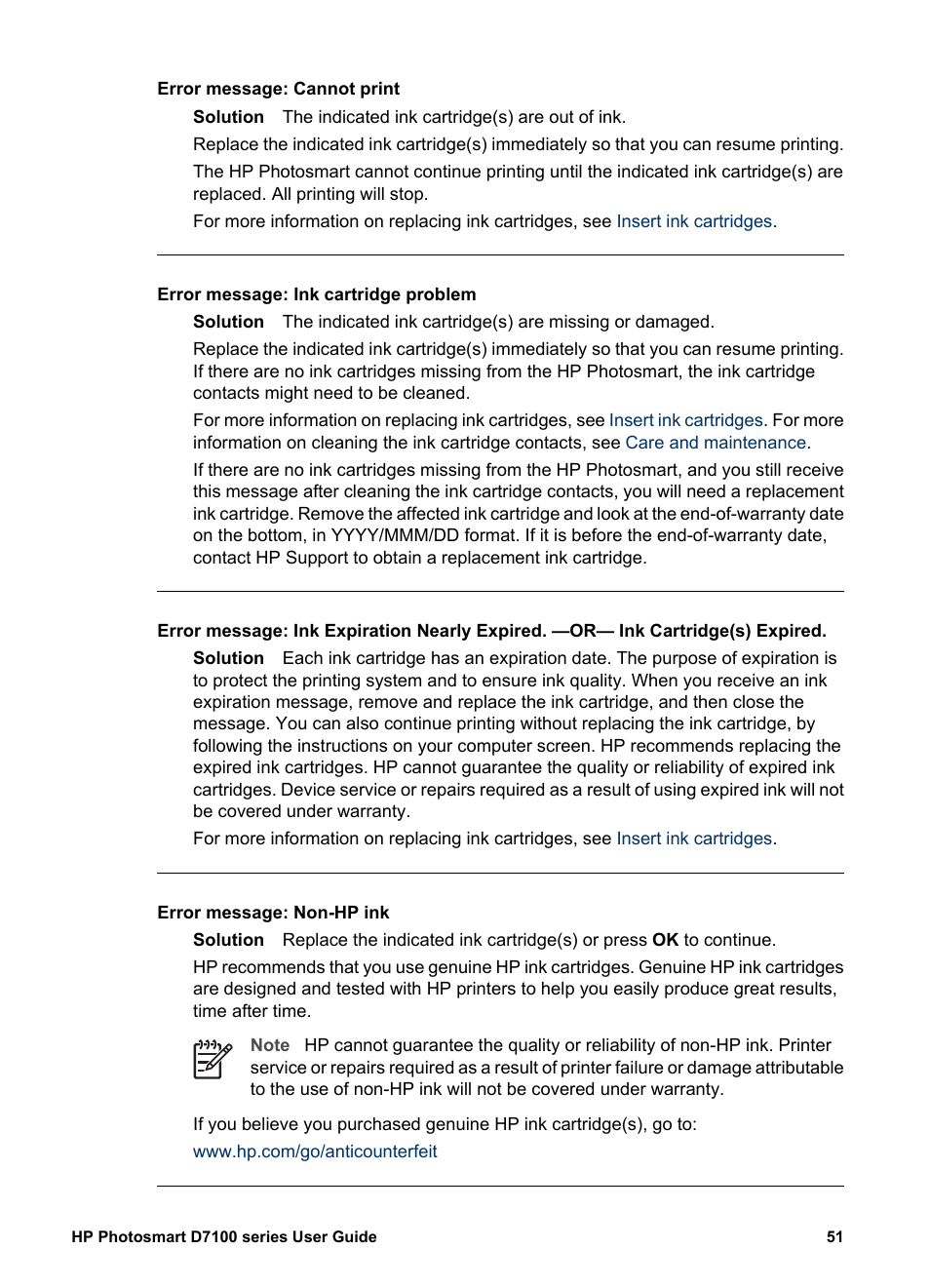 HP Photosmart D7155 Printer User Manual | Page 54 / 70