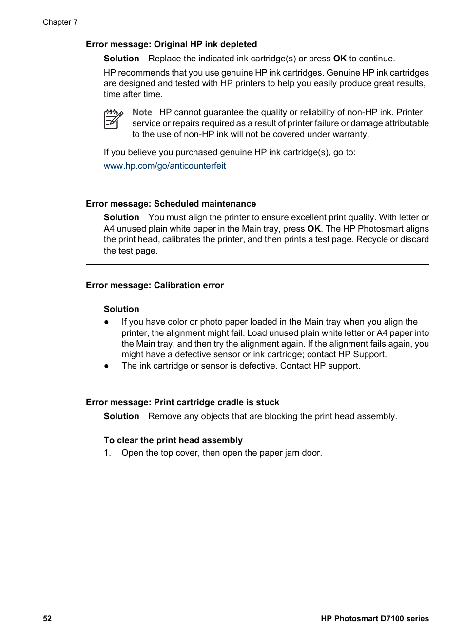 HP Photosmart D7155 Printer User Manual | Page 55 / 70