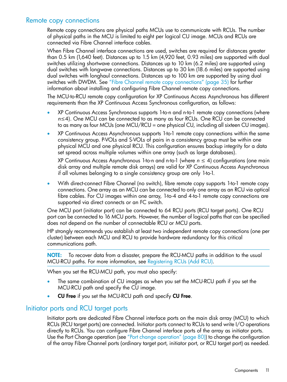 Remote copy connections, Initiator ports and rcu target ports | HP StorageWorks XP Remote Web Console Software User Manual | Page 11 / 115