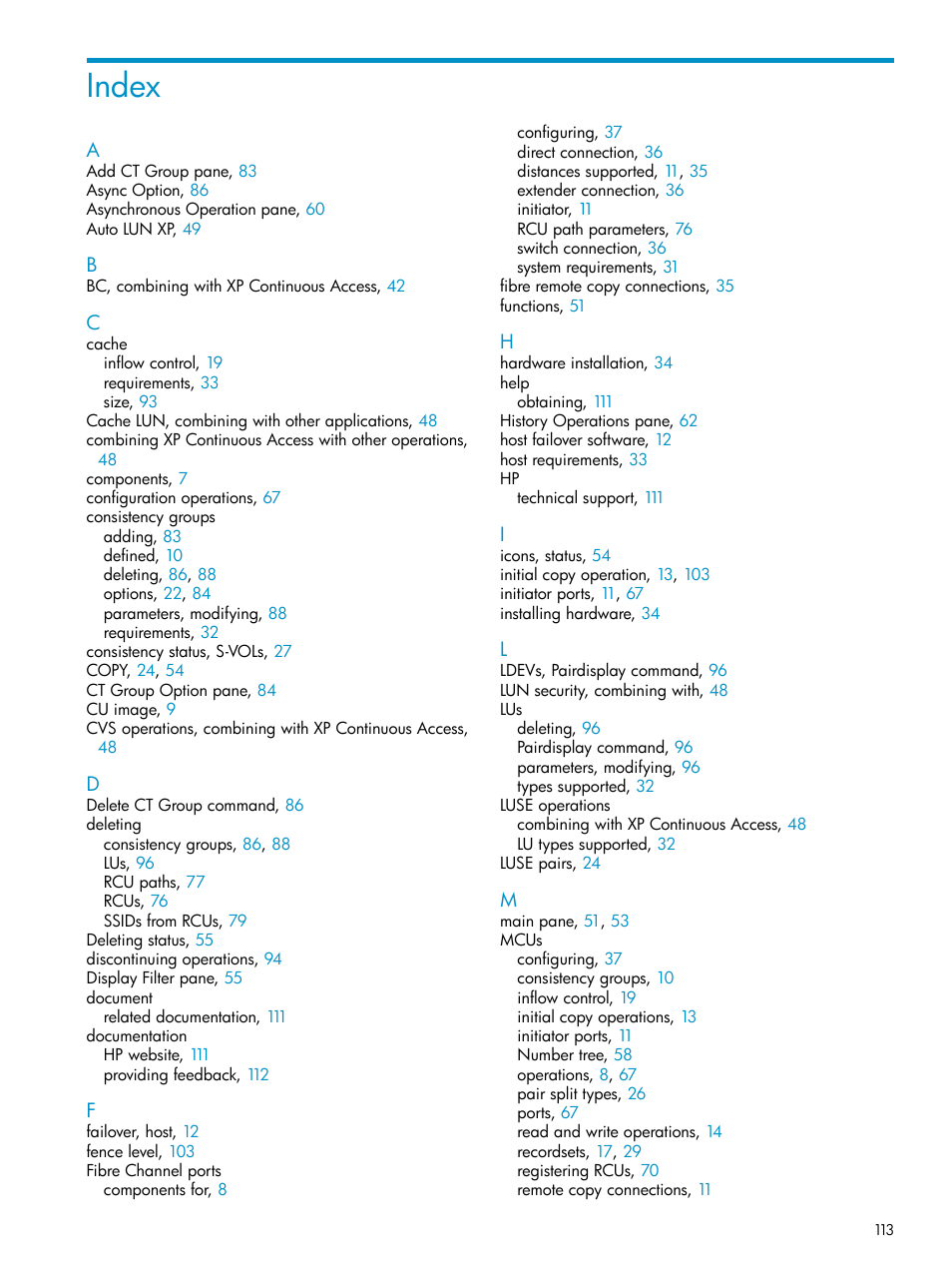 Index | HP StorageWorks XP Remote Web Console Software User Manual | Page 113 / 115