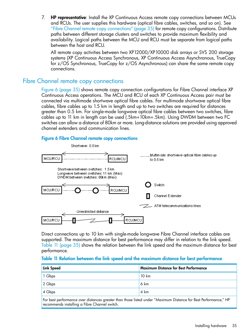 Fibre channel remote copy connections | HP StorageWorks XP Remote Web Console Software User Manual | Page 35 / 115