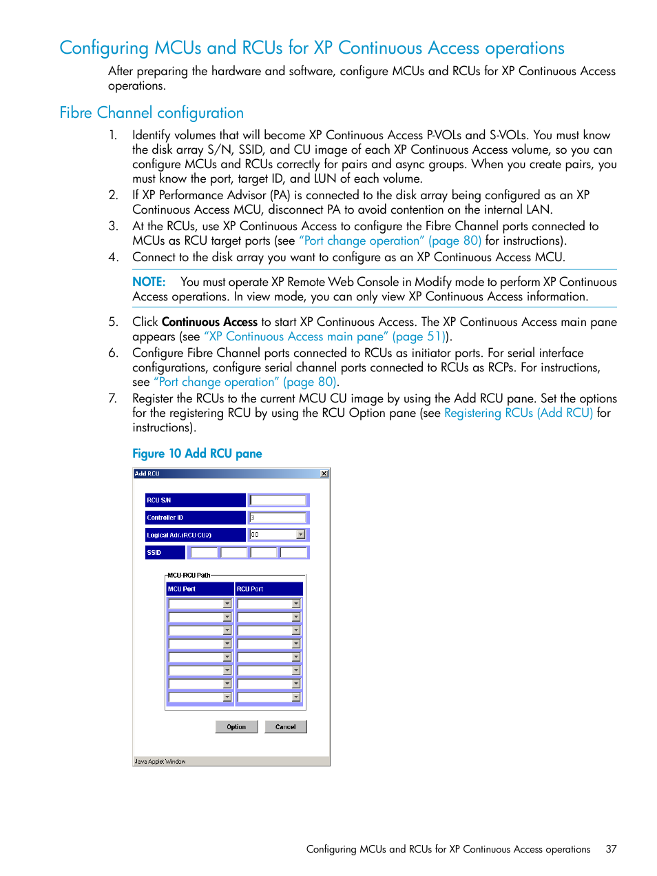 Fibre channel configuration | HP StorageWorks XP Remote Web Console Software User Manual | Page 37 / 115