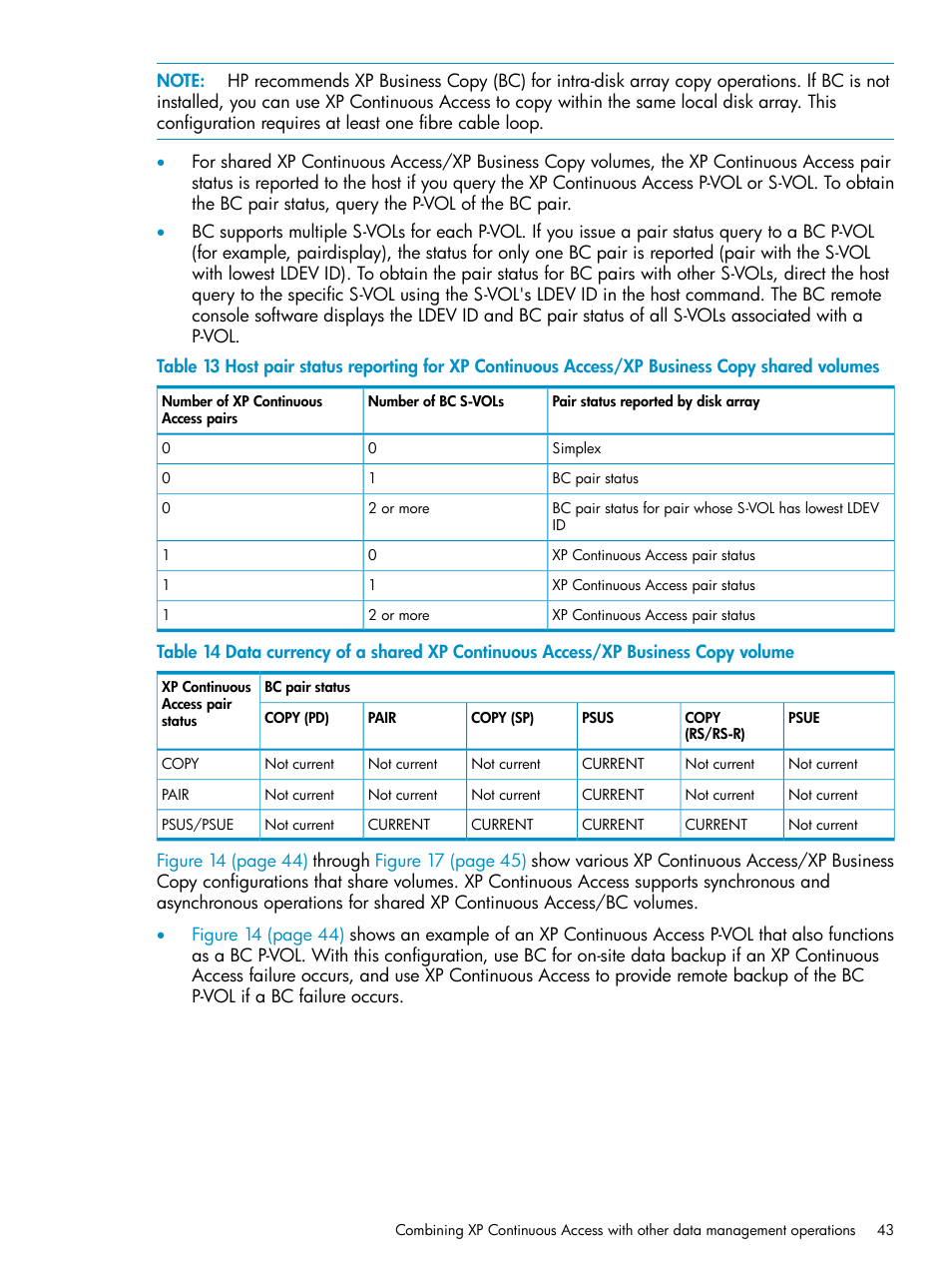 Host pair status reporting for xp continuous, Data | HP StorageWorks XP Remote Web Console Software User Manual | Page 43 / 115